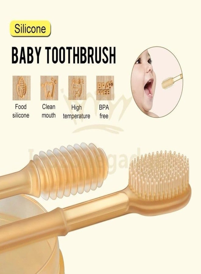 Ncry Oral Cleaning Brush 2 In 1 Toothbrush Tongue Brush Bpa Free Soft Silicone Bristle Oral Care Toothbrush For Baby 6 Month To 24 Months,With Storage Box - Manual,Baby - Image 5
